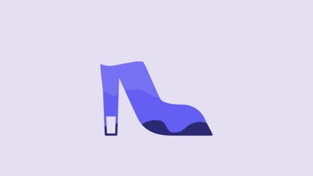 Blue Woman Shoe High Heel Icon Isolated Purple Background Video — Stock Video