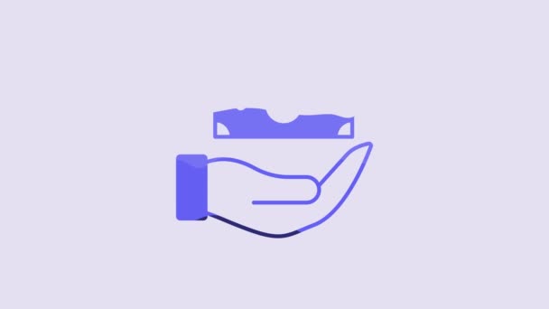 Blue Money Shield Icon Isolated Purple Background Insurance Concept Security — Vídeo de stock