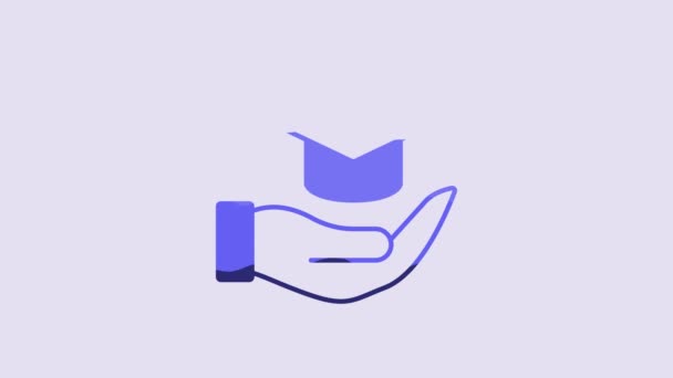 Blue Education Grant Icon Isolated Purple Background Tuition Fee Financial — Vídeos de Stock