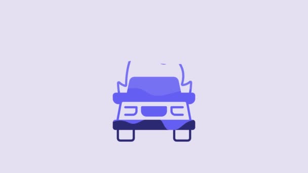 Иконка Синего Горящего Автомобиля Выделена Фиолетовом Фоне Концепция Страхования Машина — стоковое видео