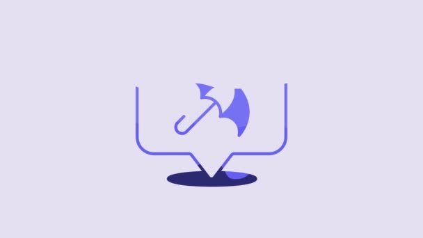 Blue Umbrella Icon Isolated Purple Background Insurance Concept Waterproof Icon — 图库视频影像