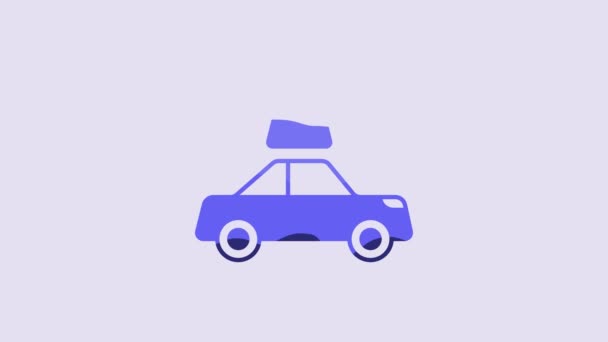 Blue Car Verzekeringspictogram Geïsoleerd Paarse Achtergrond Verzekeringsconcept Beveiliging Veiligheid Bescherming — Stockvideo