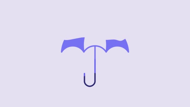 Blue Umbrella Icon Isolated Purple Background Insurance Concept Waterproof Icon — Video Stock