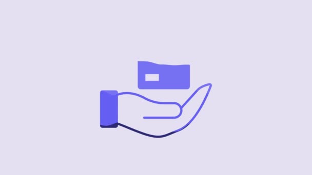 蓝色运输保险图标孤立在紫色背景 被保险的纸板箱在护盾之外 4K视频运动图形动画 — 图库视频影像