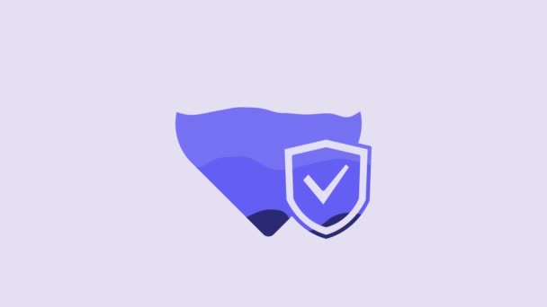 Blue Life Insurance Shield Icon Isolated Purple Background Security Safety — Stock Video