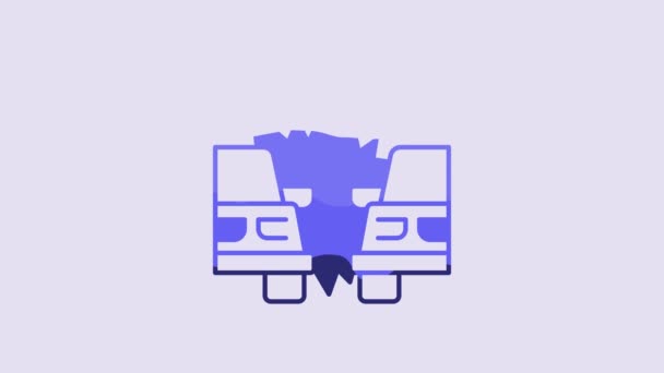 Blue Car Accident Icon Isolated Purple Background Insurance Concept Auto — Vídeo de stock