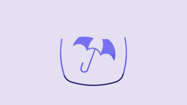Blue Umbrella Icon Isolated Purple Background Insurance Concept Waterproof Icon — Stock Video