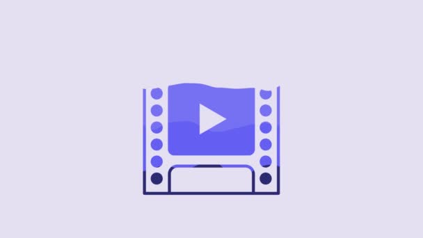 Blue Camera Vintage Film Roll Cartridge Icon Isolated Purple Background — Stock Video