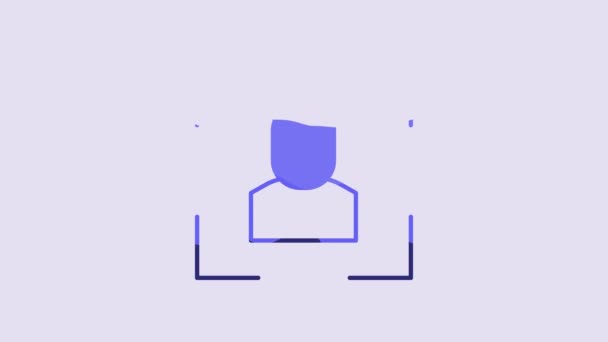 Blue Camera Focus Frame Line Icon Isolated Purple Background Video — Video