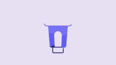 Blue Photo camera flash icon isolated on purple background. 4K Video motion graphic animation.