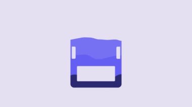 Mavi SD kart simgesi mor arkaplanda izole edildi. Hafıza kartı. Adaptör simgesi. 4K Video hareketli grafik canlandırması.