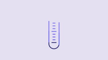 Blue Test tube and flask chemical laboratory test icon isolated on purple background. Laboratory glassware sign. 4K Video motion graphic animation.
