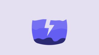 Blue Lightning bolt icon isolated on purple background. Flash sign. Charge flash icon. Thunder bolt. Lighting strike. 4K Video motion graphic animation.