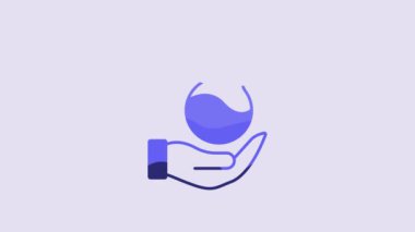 Blue Test tube and flask chemical laboratory test icon isolated on purple background. Laboratory glassware sign. 4K Video motion graphic animation.