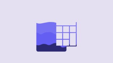 Blue Calculator icon isolated on purple background. Accounting symbol. Business calculations mathematics education and finance. 4K Video motion graphic animation.