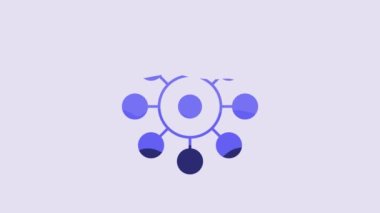 Blue Virus icon isolated on purple background. Corona virus 2019-nCoV. Bacteria and germs, cell cancer, microbe, fungi. 4K Video motion graphic animation.