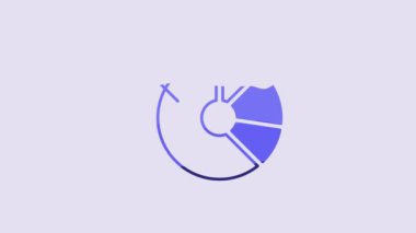 Blue Pie chart infographic icon isolated on purple background. Diagram chart sign. 4K Video motion graphic animation.