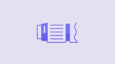 Blue Camera photo lens icon isolated on purple background. 4K Video motion graphic animation.