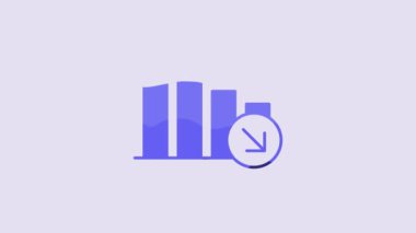 Blue Financial growth decrease icon isolated on purple background. Increasing revenue. 4K Video motion graphic animation.