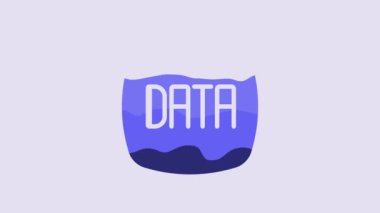 Blue Data analysis icon isolated on purple background. Business data analysis process, statistics. Charts and diagrams. 4K Video motion graphic animation.