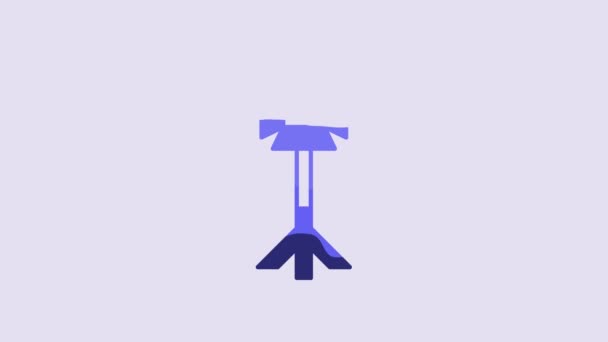 Синя Лампа Студії Піктограмі Софтбокса Ізольована Фіолетовому Фоні Дизайн Відбиття — стокове відео