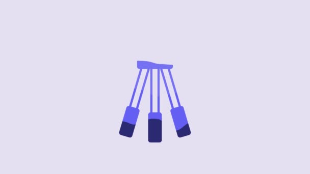 蓝色三脚架图标隔离在紫色背景 4K视频运动图形动画 — 图库视频影像
