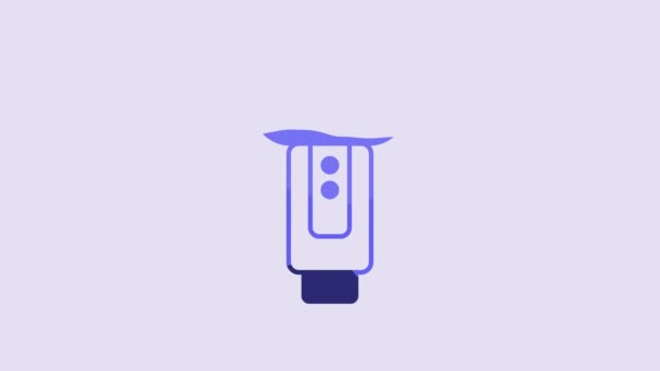 Blue Photo Camera Flash Icon Isolated Purple Background Video Motion — Vídeo de stock