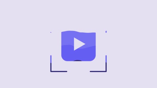 Μπλε Κάμερα Εστίαση Εικονίδιο Γραμμή Πλαίσιο Απομονώνονται Μωβ Φόντο Γραφική — Αρχείο Βίντεο