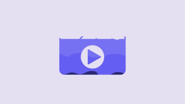 Синий Значок Клаппера Movie Выделен Фиолетовом Фоне Доска Аплодисментов Вывеска — стоковое видео