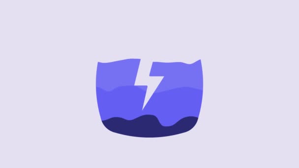 Blue Lightning Bolt Icon Isolated Purple Background Flash Sign Charge — Video Stock