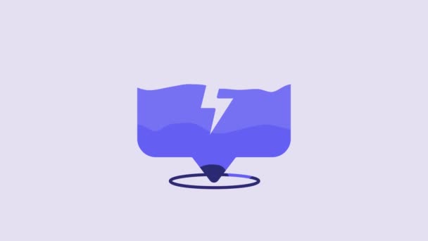 Blue Lightning Bolt Icon Isolated Purple Background Flash Sign Charge — Stockvideo