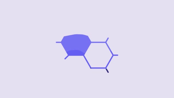 Niebieski Wzór Chemiczny Ikona Izolowana Fioletowym Tle Streszczenie Sześciokąta Dla — Wideo stockowe