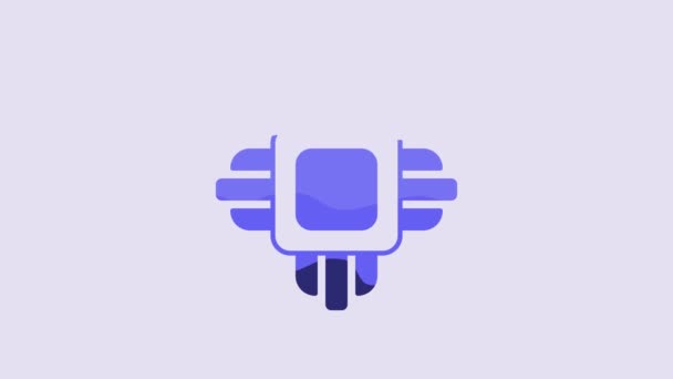 Blue Computer Processor Microcircuits Cpu Icon Isolated Purple Background Chip — Stockvideo