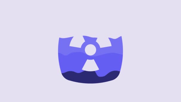 Blue Radioactive Icon Isolated Purple Background Radioactive Toxic Symbol Radiation — 비디오
