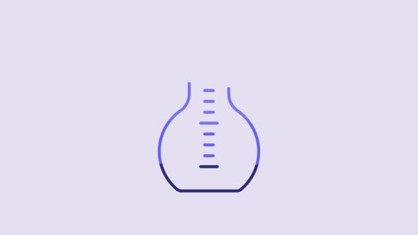 Blue Test Tube Flask Chemical Laboratory Test Icon Isolated Purple — Stok Video