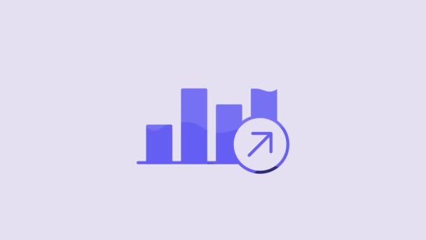 Icono Crecimiento Financiero Azul Aumento Aislado Sobre Fondo Púrpura Aumento — Vídeo de stock