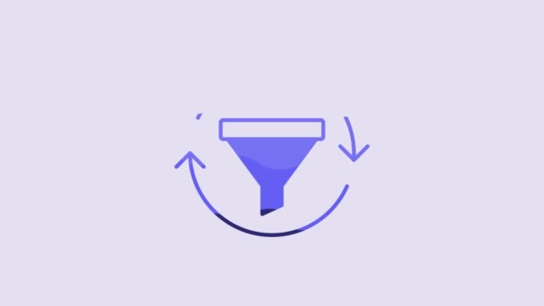 Blue Sales Funnel Chart Marketing Startup Business Icon Isolated Purple — Stock videók