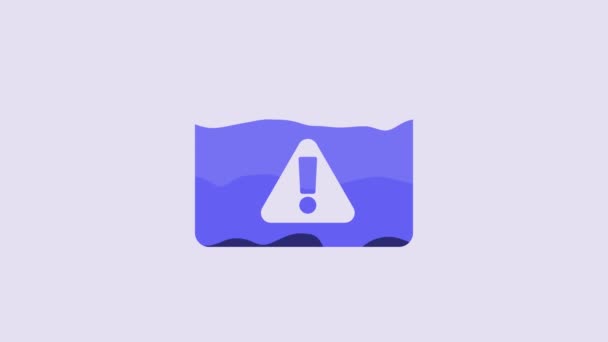 Blue Browser Exclamation Mark Icon Isolated Purple Background Alert Message — Stok video