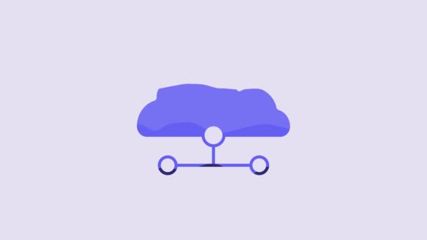 Icono Conexión Nube Blue Network Aislado Sobre Fondo Púrpura Tecnología — Vídeos de Stock