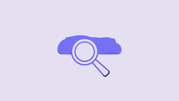Blue Search Cloud Computing Icon Isolated Purple Background Magnifying Glass — Stockvideo