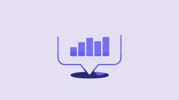 蓝色饼图信息图标孤立在紫色背景 示意图符号 4K视频运动图形动画 — 图库视频影像