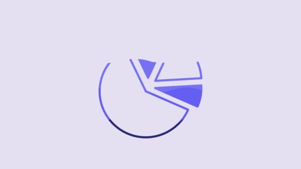 Blue Pie Chart Infographic Icon Isolated Purple Background Diagram Chart — 图库视频影像