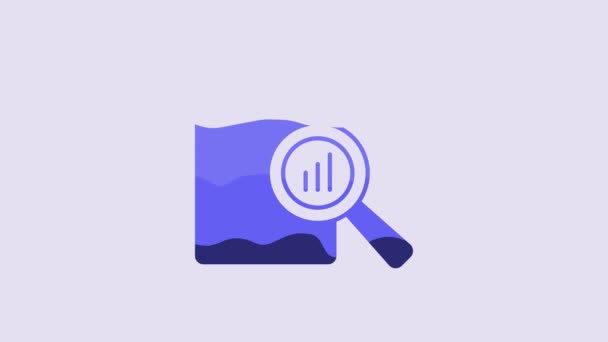 Blue Document Graph Chart Icon Isolated Purple Background Report Text — Stockvideo