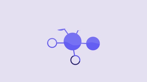 Modrá Mysl Mapa Infografická Ikona Izolované Fialovém Pozadí Grafická Animace — Stock video