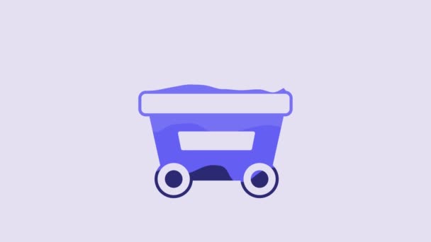Blue Coal Mine Trolley Icon Isolated Purple Background Factory Coal — Stock video