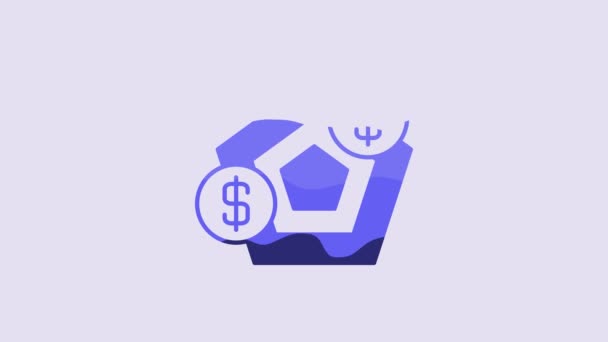 Blue Financial Growth Increase Icon Isolated Purple Background Increasing Revenue — Video Stock