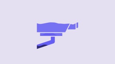 Blue Security camera icon isolated on purple background. 4K Video motion graphic animation.