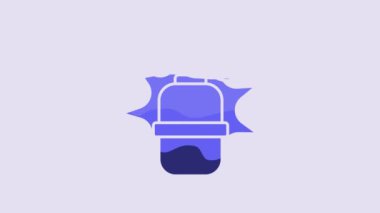 Blue Hand grenade icon isolated on purple background. Bomb explosion. 4K Video motion graphic animation.