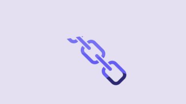 Blue Chain link icon isolated on purple background. Link single. Hyperlink chain symbol. 4K Video motion graphic animation.