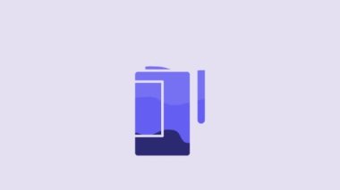 Blue Hand grenade icon isolated on purple background. Bomb explosion. 4K Video motion graphic animation.